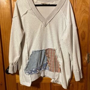 Blu Velvet  oversized Sweatshirt with front pocket